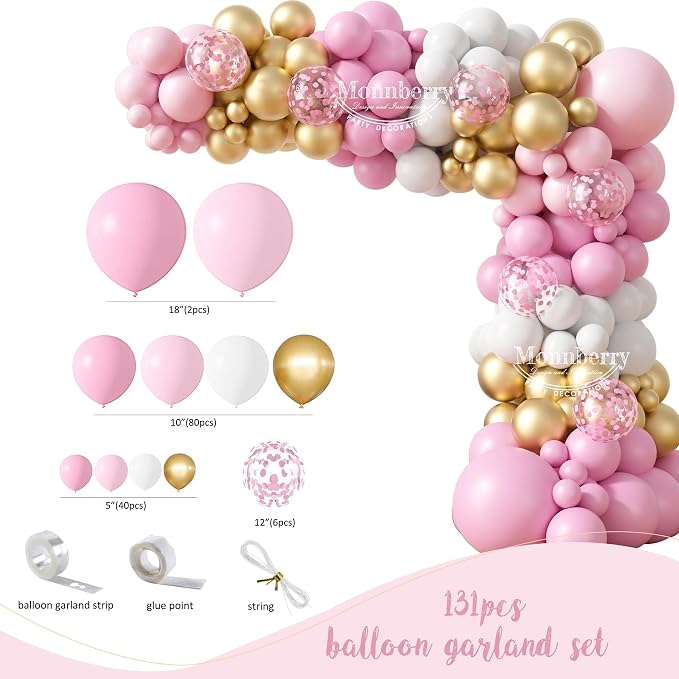 Four Ever a Princess Birthday Decorations, Princess 4th Birthday Party Decoration Supplies, Balloon Garland Castle Balloon Tablecloth Backdrop Cake Topper