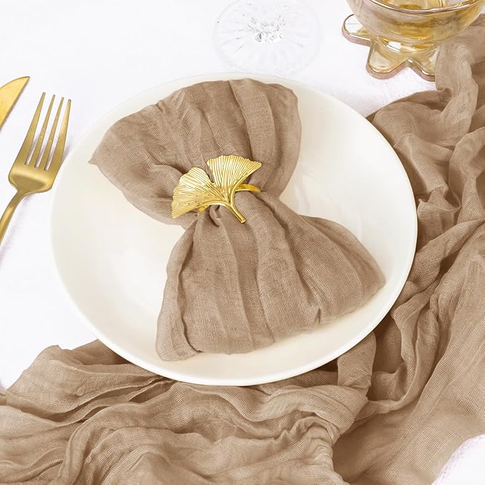 DeZerlor 12 Pack Nude Cheesecloth Napkins Spring Cloth Napkins Set of 12 Coffee Dinner Napkins Bulk 21x21 Inches for Wedding Bridal Shower Baby Shower Parties