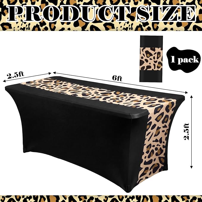 Frienda 1 Pcs Cheetah Print Table Cloth Cheetah Print Party Decoration 71 x 30'' Leopard Table Cloth Rectangle Safari Animal Leopard Tablecover for Birthday Baby Shower Wedding Party Supplies