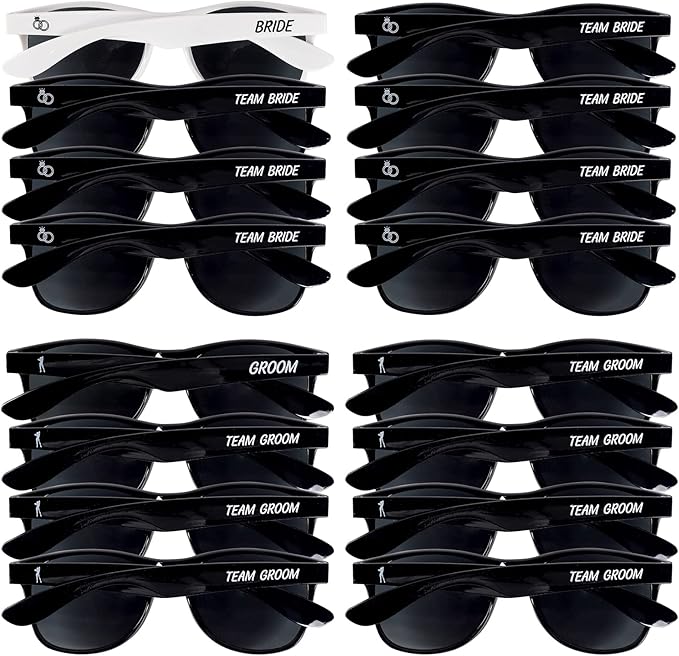 Bachelor & Bachelorette Sunglasses - Pack of 16 Team Bride/Team Groom and Bride/Groom Sunglasses - Bridal Party Gifts Bachelorette Party Supplies | Wedding Sun Glasses Bridesmaid Favors Groomsmen