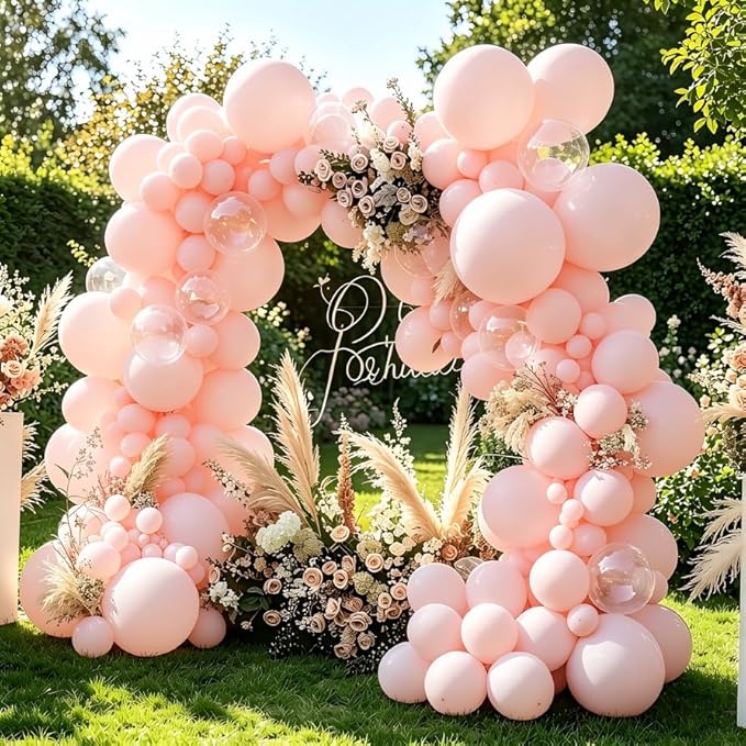 Pastel Light Pink Balloons, 98PCS Double Stuffed Pink Balloon Garland Arch Kit, 18/12/10/5 Inch Different Sizes for Birthday Baby Shower Birthday Gender Reveal Bridal Party Decorations