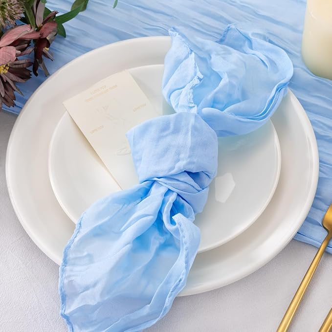 20 Pack Light Blue Cheesecloth Napkins Cloth Washable Spring Summer Baby Blue Cloth Napkins Set of 20 Bulk 21x21 Inches for Wedding Baby Bridal Shower Birthday Dinner Party Decor