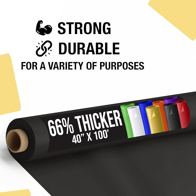 Party Solids 66% Thicker Premium Black Plastic Table Cover Roll 40" X 100' Table Cloth Plastic Cover Roll Quality Thick Banquet Rolls Disposable Tablecloth Rolls Strong American Based Company
