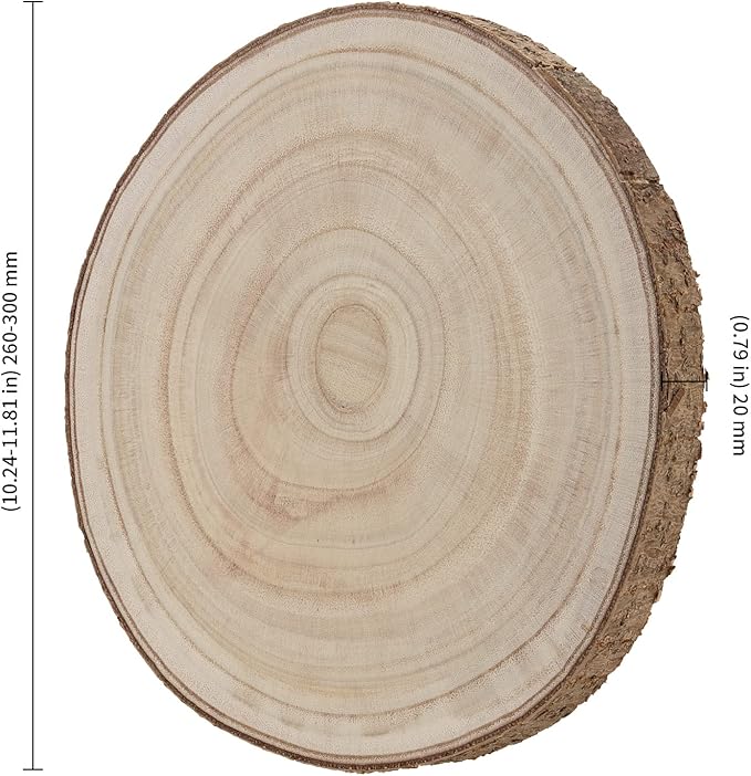 KEILEOHO 6 Piece 10-12 Inch Wood Rounds, Natural Round Wood Slices, Unfinished Rustic Wood Circle Slices Tree Slices for Centerpieces, DIY Projects, Ornaments