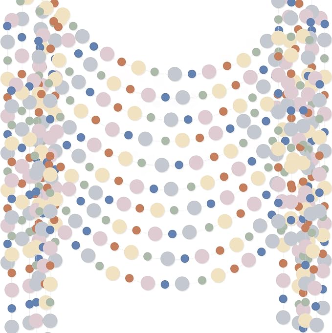 Outus 10 Pieces Colorful Circle Garland Banner Hanging Paper Dot Decorations for Classroom, Birthday Party, Baby Shower, Wedding Backdrop & Photo Booth Graduation Decor (Boho Color)