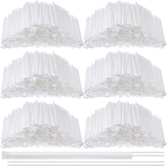 Hoolerry 1500 Pcs Plastic Straws Disposable Individually Wrapped Drinking Straight Long Straws, 0.24" Wide, for Hot and Cold Beverages (8 Inch)