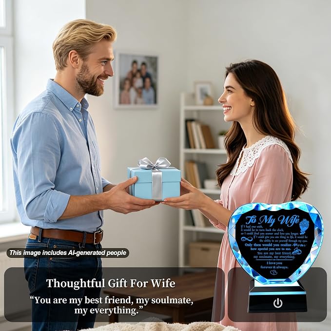Gifts for Wife birthday gifts for your wedding anniversary or gifts, creative color LED bases, crystal souvenirs, thoughtful for your wife