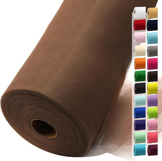 Mocha Mousse Tulle Fabric Rolls 54 Inch by 40 Yards Tulle Bolt Spool for Wedding Decorations DIY Tutu Baby Shower Table Skirt Ceiling Decor Birthday Party Craft Supplies