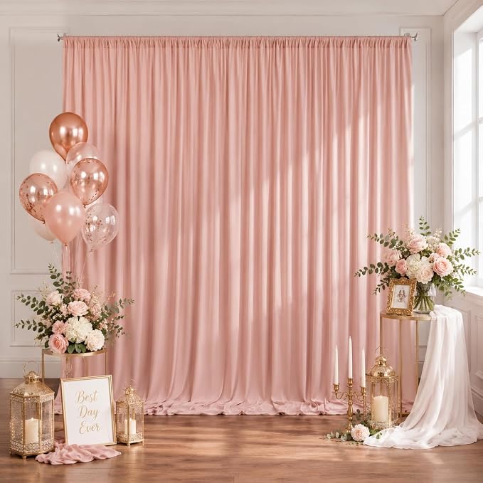 20ft x 12ft Dusty Pink Backdrop Curtains for Parties, Wrinkle Free 4 Panels Photo Backdrop Drapes Back Drop Cloth for Wedding Birthday Photography Background Decor