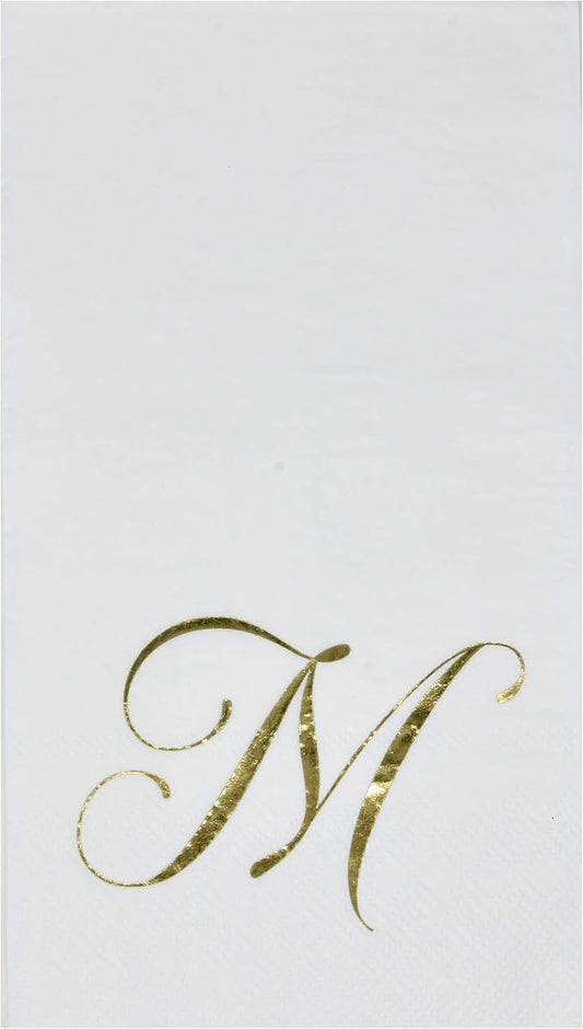 M Monogram Guest Napkins 100 Pack Initial Letter Personalized Napkins Paper Disposable Bathroom Towels Wedding Party Table Decor Supplies