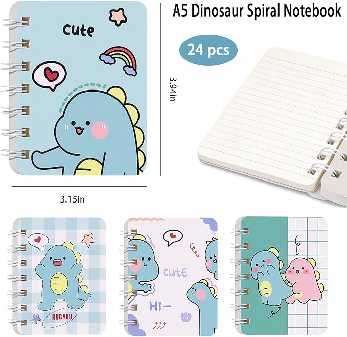 24 Set Back to School Gifts,Dinosaur Party Favors with 4-in-1 Dinosaur Pens, Mini Notebooks, First Day of School Gift for Welcome Back To School Student Gift Bulk Office School Exchange Gifts