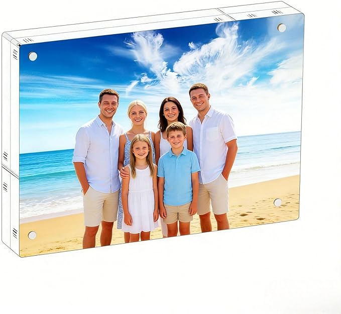 Mini Picture Frame 5x7 inch Clear Acrylic Magnetic Photo Business Card Frame 20mm Thick Double Sided Wallet Size Desktop Display Frames for Office Home Decor Photos Cards (5"x 7", 1pcs)