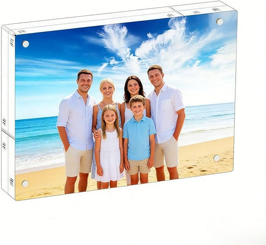 Mini Picture Frame 5x7 inch Clear Acrylic Magnetic Photo Business Card Frame 20mm Thick Double Sided Wallet Size Desktop Display Frames for Office Home Decor Photos Cards (5"x 7", 1pcs)