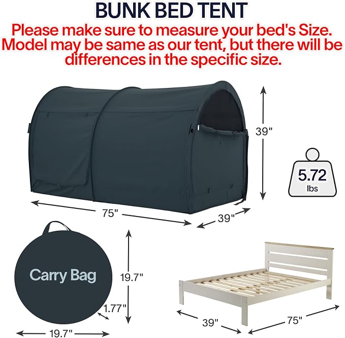 LEEDOR® Bed Tent Dream Tent Bed Canopy Shelter Cabin Sleeping Tent Indoor Pop Up Privacy Warm Breathable Mosquito Mesh Twin/Full/Queen for Kids and Adult (Mattress Not Included)