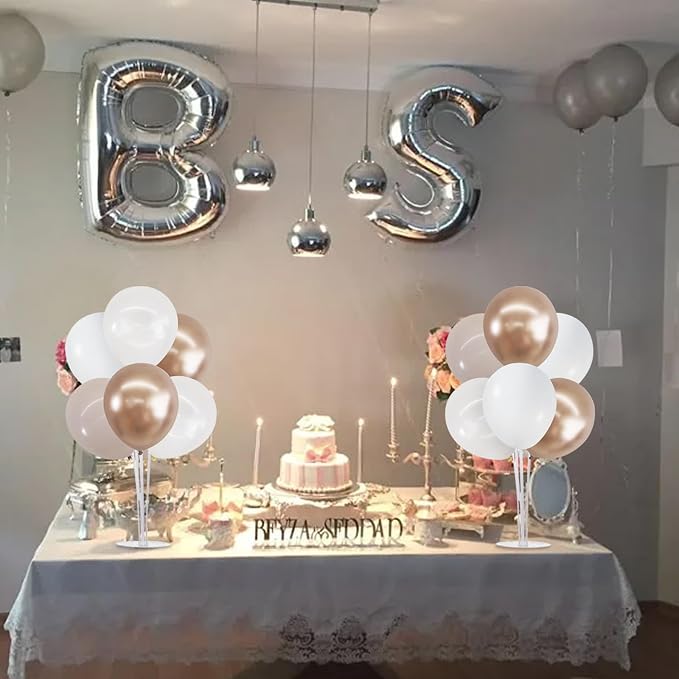 TONIFUL 4 Set Nude White Champagne Gold Balloon Stand Centerpiece Table Decorations for Baby Shower Wedding Engagement Bridal Shower Anniversary Mother's Day Birthday Party Decorations Housewarming