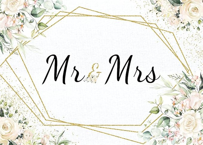 Mrs White Floral Bridal Shower Backdrop Mrs Wedding Theme Photo Backgrounds Bride to Be Engagement Photography Backdrops Prom Party Banner Decor Party Banner Photo Booth Prop 8x6ft