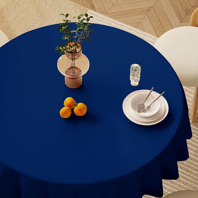 sancua Navy Blue Round Tablecloths 120 Inch, 6 Pack - Circle Fabric Cloth Table Cloths for Wedding Party Banquet Birthday, Washable Polyester Table Cover (Fit 30-72 Inch Tables)