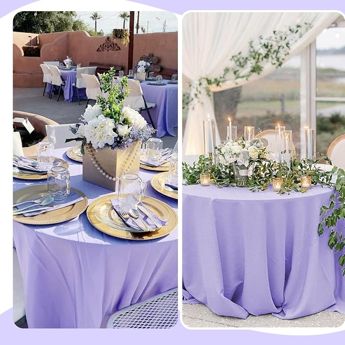 Pesonlook 10 Pack 120 Inch Purple Round Table Cloths, Premium Polyester Round Tablecloth Wrinkle Resistant Washable Table Cover for Wedding, Party, Dining,Banquet,Buffet