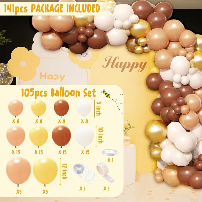 Winnie Baby Shower Decorations for Baby - Vintage Winnie Party Supplies Decorations Kit Includes Bear Backdrop Cake Topper Bear Tablecloth Balloon Arch Box Decoration for Girls Boys Baby Shower