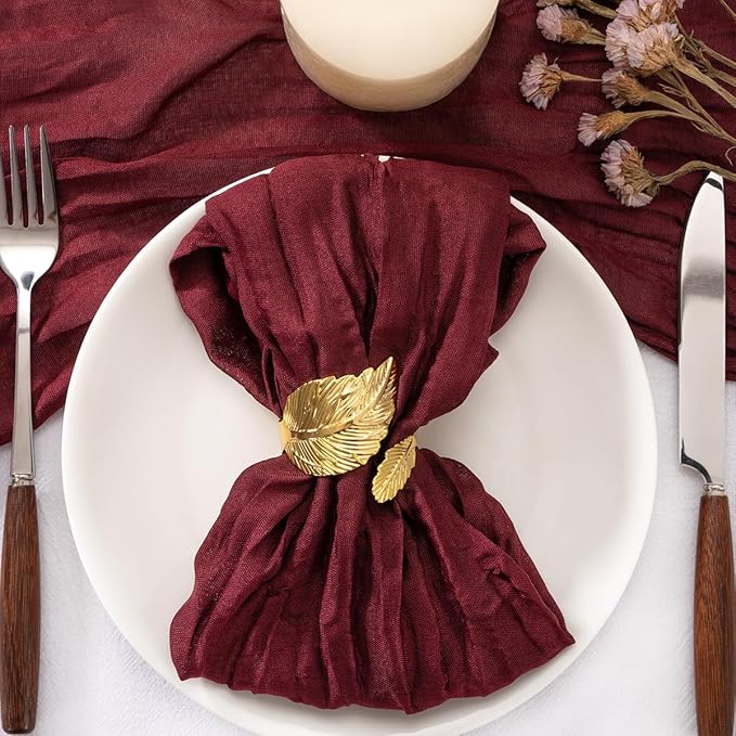 50 Pack Burgundy Red Cheesecloth Napkins Spring Summer Cloth Napkins Washable Set of 50 Bulk 21x21 Inches for Wedding Baby Bridal Shower Birthday Dinner Party Table Decor