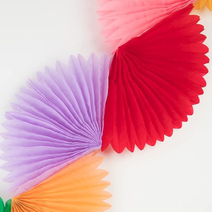 Meri Meri Rainbow Honeycomb Fan Party Banner (Pack of 1), 8' Party Garland (9' Including Excess Cord)