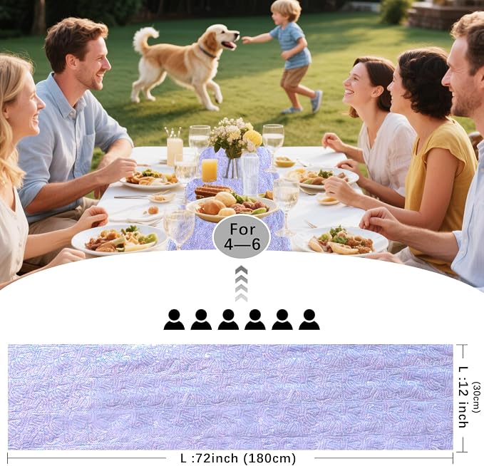 10 Packs 12 x 72 inches Mermaid Purple Sequin Table Runner, Glitter Runner for Birthday Party Supplies Wedding Holiday Celebration Baby Shower Engagement Anniversary Decor
