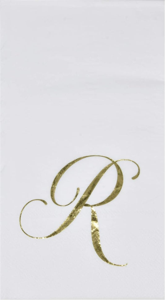 R Monogram Guest Napkins 100 Pack Initial Letter Personalized Napkins Paper Disposable Bathroom Towels Wedding Party Table Decor Supplies