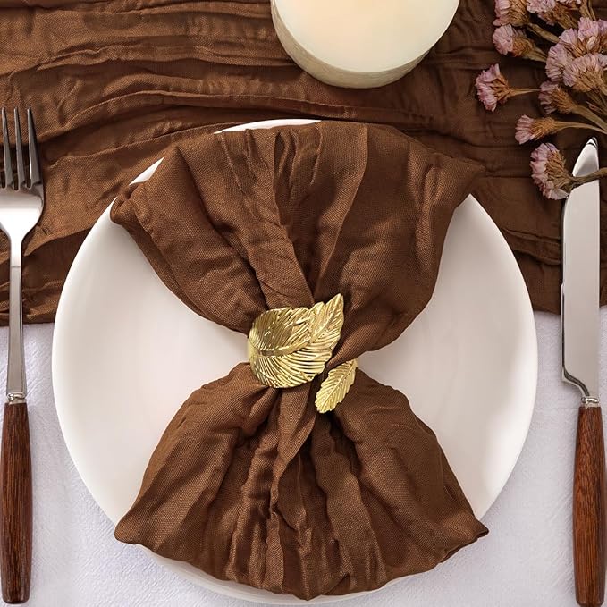 20 Pack Brown Cheesecloth Napkins Cloth Washable Spring Summer Cloth Napkins Set of 20 Bulk 21x21 Inches for Wedding Baby Bridal Shower Birthday Dinner Party Table Decor