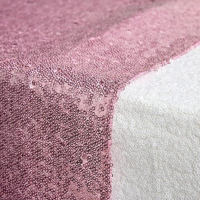 JYFLZQ Rose Pink Sequin Table Runner 12" x 108" Sparkly Pink Metallic Table Runner Glitter Sequin Runner for Table Birthday Party Event Decorations