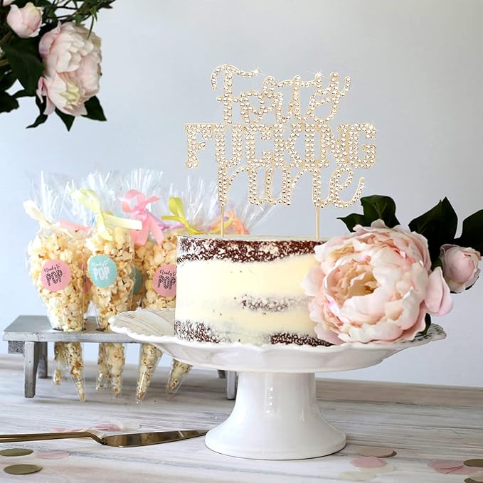 LINGTEER Happy 49th Birthday Funny Gold Rhinestone Cake Topper - Cheers to 49 Years Old,Happy 49th Birthday Cake Centerpieces Topper Decorations Gift Sign.