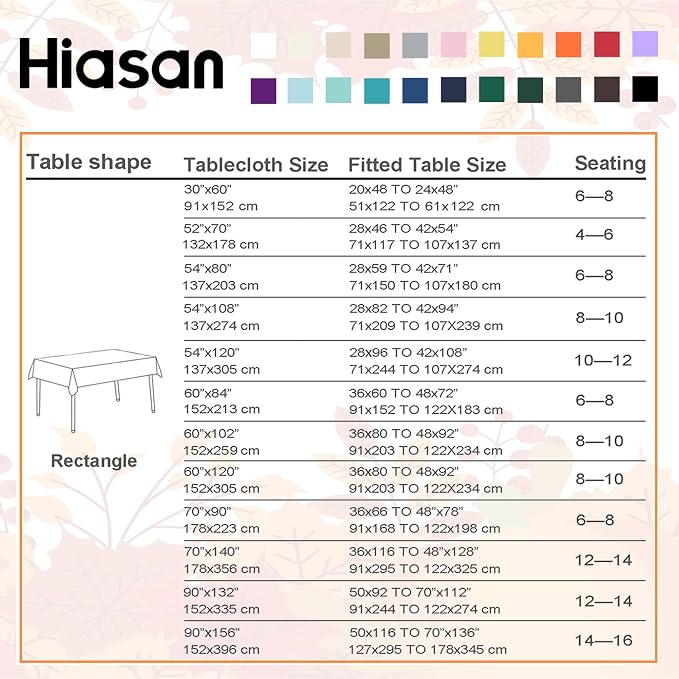 Hiasan Fall Tablecloth for Rectangle Tables - Thanksgiving Autumn Harvest Waterproof Wrinkle Resistant Washable Fabric Table Cloth for Dining Kitchen Party, Rust, 60 x 84 Inch