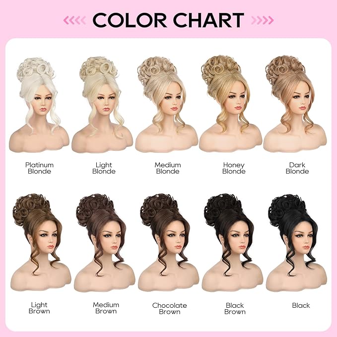 REECHO Messy Bun Hair Piece with Bangs - 2-in-1 Hair Bun Hairpieces Curly Updo Wig & Hair Topper with Long Side Bangs Natural-Looking Drawstring Ponytail Extension for Women - Chestnut Brown