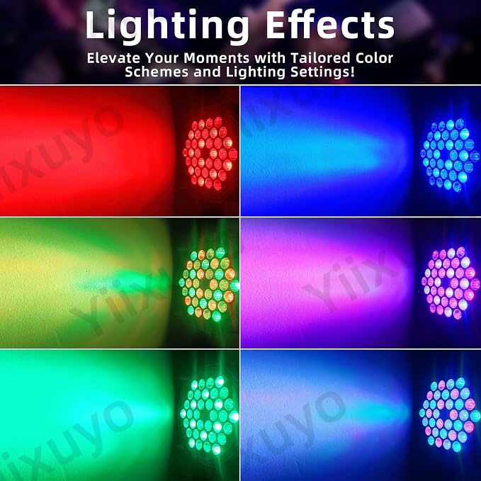 36LED Par Lights DJ Stage Light Corded RGB with Sound Activated Control Uplighting for Wedding Party Club Christmas Stage Lighting Apparatus，4-Packs(DJ - Light)