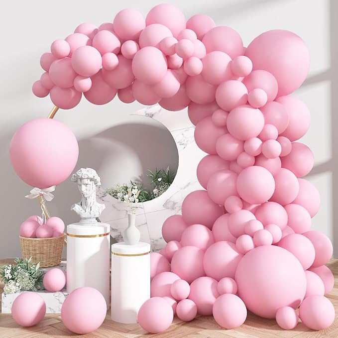 Pastel Pink Balloons, 113Pcs Baby Light Pink Balloons Different Sizes, 18/12/10/5 Inch Macaron Pastel Pink Balloon Garland Pink Latex Balloons for Birthday Baby Shower Gender Reveal Party Decorations