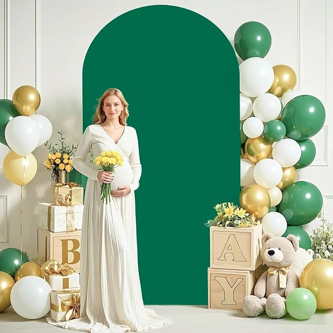 Arch Spandex Cover 7.2x4FT Emerald Green Wedding Arch Cover Backdrop Fabric Chiara Wall Arch Stand Cover Happy Birthday Arch Covers Stretchy Backdrop for Baby Shower Party Banquet Decorations