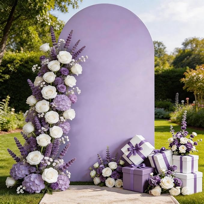 Lavender 6FT Arch Backdrop Cover, Lavender Arch Backdrop Light Purple Stand Cover for Birthday Wedding Party Decor