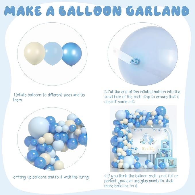 Baby Shower Balloons - Boy Baby Showers Decor ， Baby Showers Decorations ， Baby Shower Decors ， Carry a Background Cloth And 4 Baby Balloon Boxes