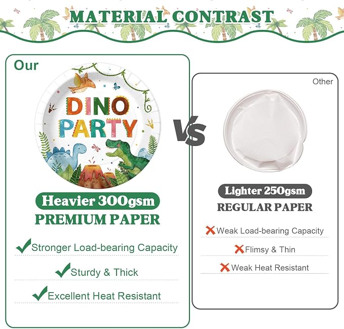 210 Pcs Dinosaur Birthday Party Decorations Serves 24 ，Dino Roar Party Supplies with Banner Hanging Plates Napkins Cups Forks Knives Tablecloth Topper Balloons for Boy Party