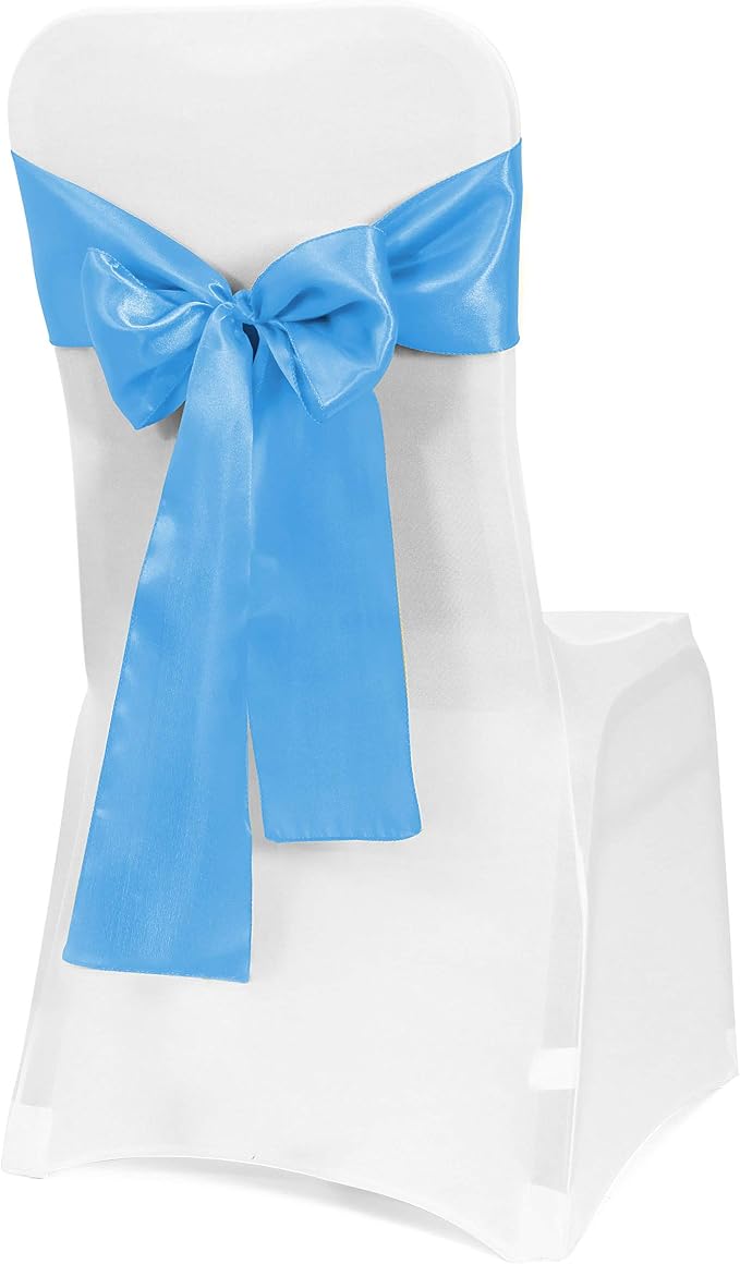 Obstal 50 PCS Satin Chair Sashes Bows for Wedding Reception- Universal Chair Cover Back Tie Supplies for Banquet, Party, Hotel Event Decorations