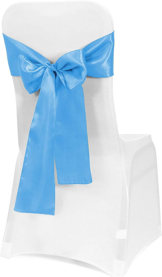 Obstal 50 PCS Satin Chair Sashes Bows for Wedding Reception- Universal Chair Cover Back Tie Supplies for Banquet, Party, Hotel Event Decorations