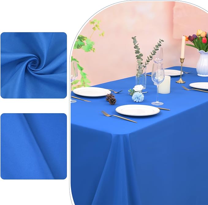 12 Pack Royal Blue Tablecloth 90x132 Inch Rectangular Table Cover | Wrinkle Resistant, Machine Washable Reusable, Wedding, Banquet, Restaurant, Party, Baby Shower,Indoor Outdoor Events