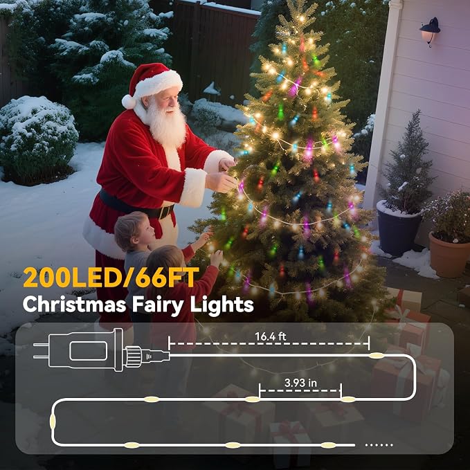 LitHome 66FT Fairy Lights Plug in, 200LED Color Changing Fairy Lights with Remote, 9 Modes Led Christmas Twinkle Light Indoor, Starry String Light for Classroom Bedroom Dorm Halloween Christmas Decor