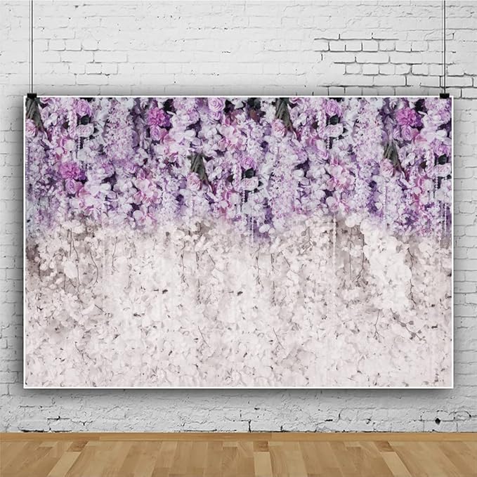 OERJU 8x6ft Purple Flowers Backdrop Lavender and White Floral Backdrop Light Purple Lilac Wedding Photography Backdrop Wedding Bridal Shower Birthday Party Decoration Background Banner Photo Prop