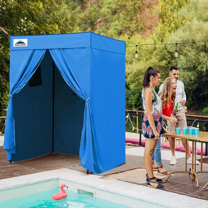 EAGLE PEAK 5x5 Pop Up Changing Tent, Flat Top Changing Room, Light Blue | Portable, Privacy Tent, Pool Cabana, Dressing Room, Shower & Toilet Use, Opaque Fabric, Instant Setup, Photoshoots, Camping