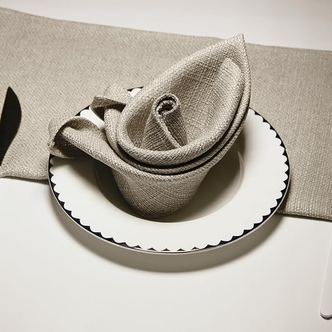 BALCONY & FALCON Cloth Napkins Set of 6 Washable Linen Napkins Absorbent Wrinkle-Free Fabric Napkins Bulk for Dinner Wedding Party Easter Thanksgiving Christmas Banquet (Beige 17.7"x17.7")