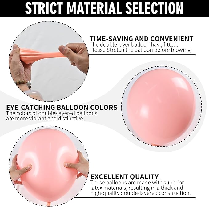 Pink Balloons Double Stuffed, Pastel Pink Balloon Garland Light Pink Balloons Different Sizes 18/12/10/5 Inch Baby Pink Balloon Arch Kit for Birthday Baby Shower Gender Reveal Bridal Party Decorations