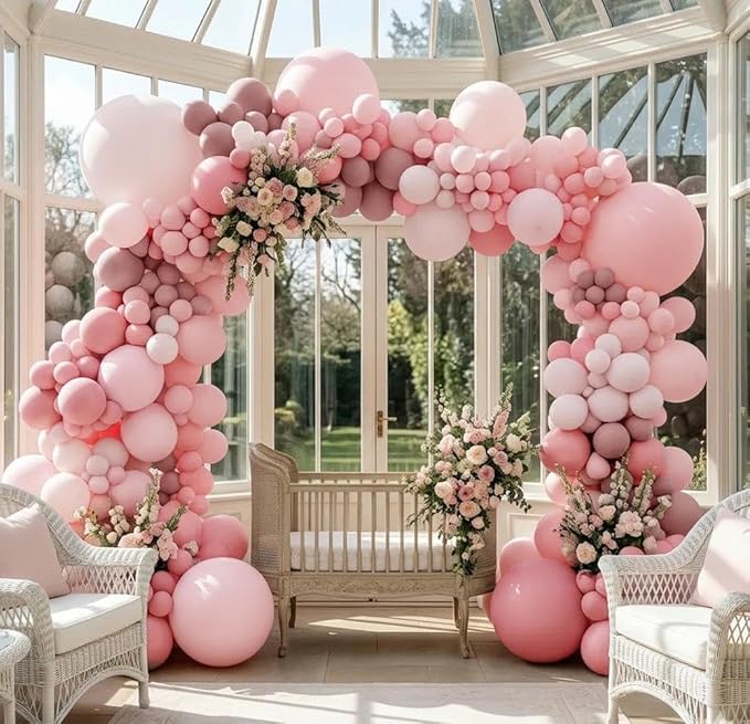Pastel Pink Balloons Latex Light Baby Pink Balloon Garland Arch Kit Different Sizes for Birthday Baby Shower Winter Bridal Prom Party Decorations
