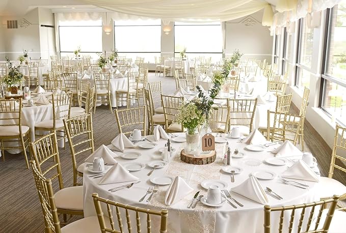 fani 8 Packs White Round Tablecloth - 90 Inch, Premium Polyester Table Cloth for Round Tables, Washable Fabric Table Covers for Wedding, Party, Banquet, Dining Tables and Camping