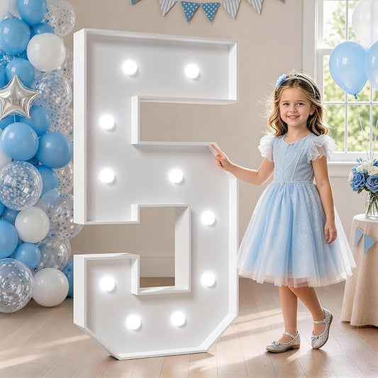 4FT Marquee Numbers, Light Up Numbers 5 With Cool Light, Large Numbers for 15th 50th Birthday Party Decorations, Anniversary Decor DIY Kit
