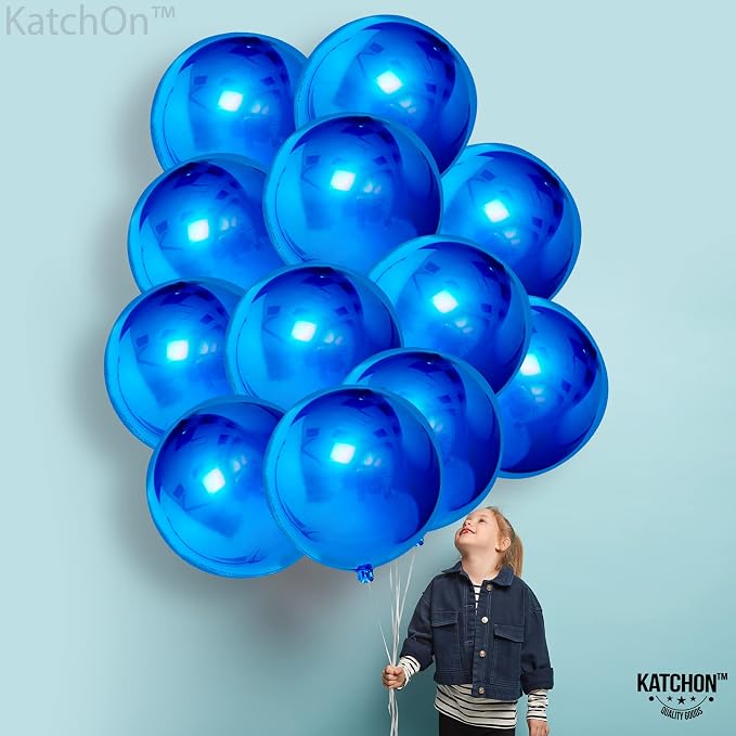 KatchOn, Royal Blue Balloons - 22 Inch, Pack of 12 | Large Metallic Blue Balloons for Fathers Day Decorations, Retirement Party Decorations | 4th of July Decorations, Birthday Decor